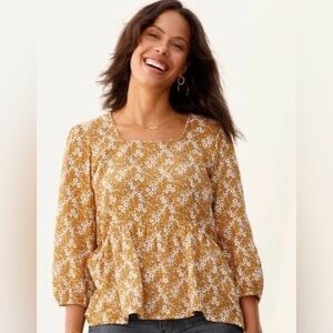Matilda Jane Mustard Floral Top Size Small